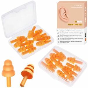 Reusable Silicone Ear Plugs, CHOOBY 10 Pair Waterproof Noise Reduction Earplu...