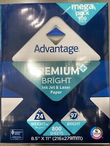 Advantage Multi Purpose Premium Bright Ink Jet &amp; laser Paper 8.5&#039;&#039; X 11&#034; 800PK