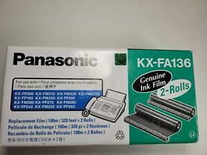 New Panasonic KX-FA136 2 Roll Pack Genuine Fax Ink Film Original Sealed Box