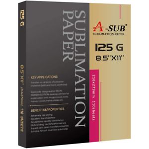 A-SUB Sublimation Paper 8.5x11 Inch 110 Sheet for Any Inkjet Printer which Match