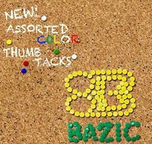 BAZIC Push Pins, Assorted Color Flat Head Steel Point Thumb Tacks Pin for...