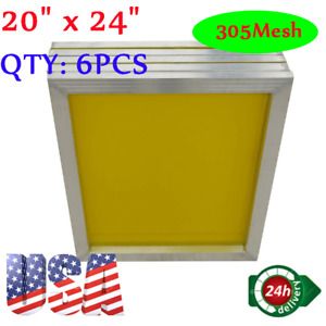 6pack 20&#034; x 24&#034; Aluminum Screens Printing Frame With 305 Yellow Mesh Count