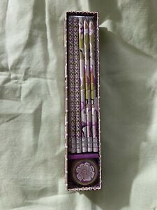 &#034;RARE&#034; NEW VERA BRADLEY “PORTABELLO ROAD” #2 Pencils with Sharpener Set of 10
