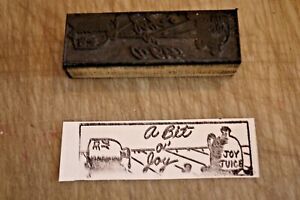 1960s Printing Letterpress Printer Block Decorative Print Cut BIT O&#039; JOY #120