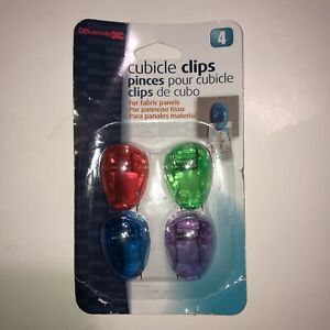 Officemate Standard Cubicle Clips, Assorted Translucent Colors, Pack of 4