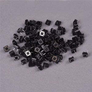 100Pcs Momentary Tactile Tact Push Button Switch 2 Pin DIP 6x6x4.3mm High 4.CAL