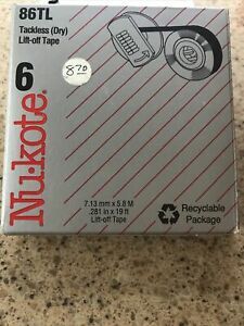 Nu-kote 86TL Tackless (Dry) Lift off tape 1 Full Box 1 Half Box.