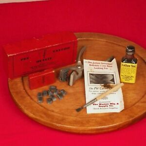 Vintage Weston Mfg Pet Tattoo Outfit Original Box  Directions Pliers Ink Letters