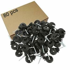 IFIRE 80Pcs Black Electric Fence Insulator Screw-in Insulator Fence Ring Post