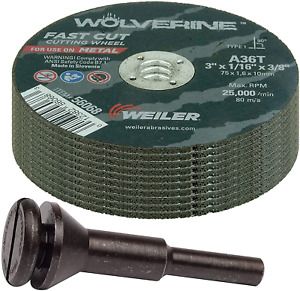 Weiler 56089 Die Grinder Cut-Off Wheel and Mandrel Kit Including 56490 Mandrel x