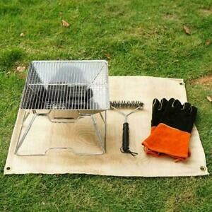 Camping Fireproof Grill Mat Cloth Flame Retardant Ember Blanket Mat For Out Z6Q2