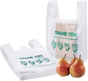 500 Count Thank You Bags 1/6 BBL Plastic T Shirt Bags Thank You Grocery Bag