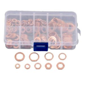200x 9 Sizes Assorted Solid Crush Copper Washer Sump Plug Banjo  Tap Box