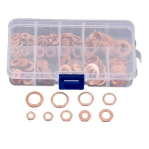 200x 9 Sizes Assorted Solid Crush Copper Washer Sump Plug Banjo  Tap Box