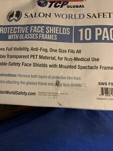 TCP Global Protective Face Shields w/ Black Glasses Frames 10 pack FREE SHIPPING