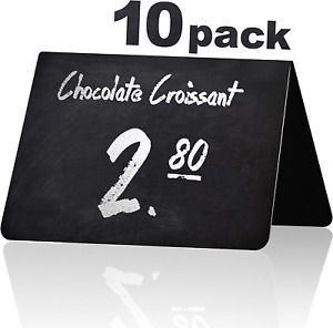 10 Pack Rustic Tent Style Mini Chalkboard Signs - Chalk Sign - Easy To Write And