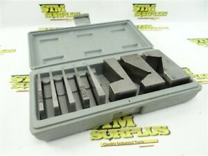 8PC LOT OF STEEL ANGLE BLOCKS 1° TO 30° + CASE