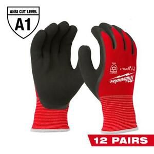 Milwaukee Work Gloves Cut Resistant Insulated Level 1 Latex XXL Red 12 Pack
