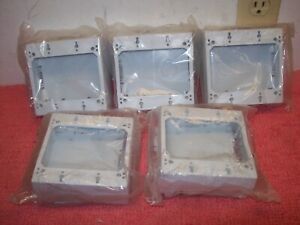 Lot of 5 MonoSystems CableHider 2-Gang PVC Electrical Outlet Box, White, CH482-W