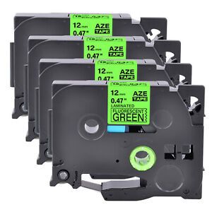 4PK Tape Label TZe-D31 TZ-D31 Black on Fluorescent Green 12MM For Brother GL-100