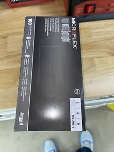 NEW BOX - 100 MICROFLEX MIDNIGHT BLACK NITRILE POWDER-FREE GLOVES - MK-296-L