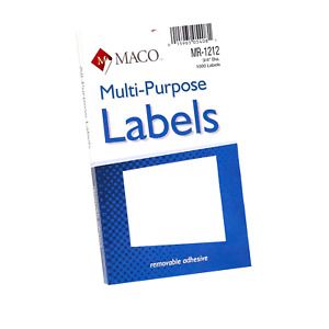 MACO White Round Multi-Purpose Labels, 3/4 Inches in Diameter, 1000 Per Box (...