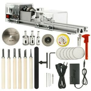 OPHIR Mini Lathe Machine DIY Woodworking Grinding Polishing Beads Drill tool