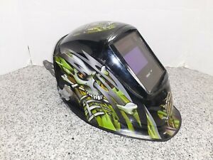 Hobart Impact Series Welding Helmet,  Skull &amp; Crossbones, Green &amp; Black, a-x