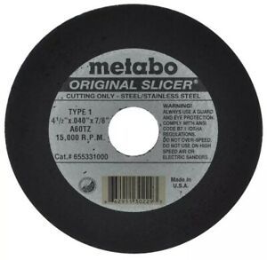 Metabo 655331000 4.5&#034; x .040 x 7/8 Original Slicer A60TZ 25 Wheels Brand New