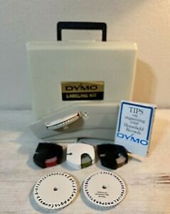 Vintage Dymo Labeling Kit 3 Wheels 3 New Tapes Instructions Case MINT CONDITION!