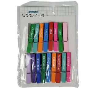 Wood Calendar Clips Months Days of Week Classroom Household Planning Schedule