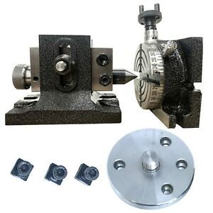 3&#034; Inch Precision Rotary Table HV 4 Slots with Single Bolt Tailstock &amp; Backplate