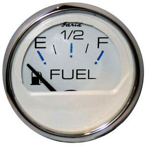 Faria Beede Instruments 13801 Chesapeake White Ss 2&#034; Fuel Level Gauge E-1/2-F