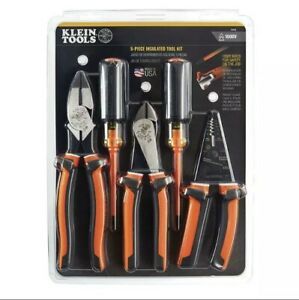 Klein Tools 1000V Insulated Tool Kit Electrical Cutting Pliers Screwdrivers 5 Pc