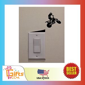 Motocross Racer Jumping Off Ramp on Light Switch Decal Vinyl Wall NEW