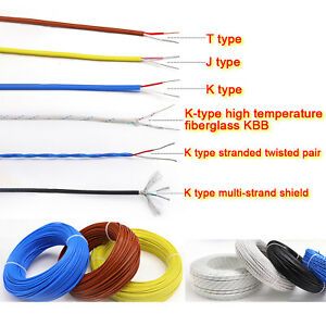 2*0.3/0.5mm K J T Type Thermocouples Cable Shielded Compensating Wire PTFE