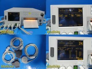 GE 120 Series Model 0128 Maternal Fetal Monitor W/ Transducers &amp; Leads ~ 25640