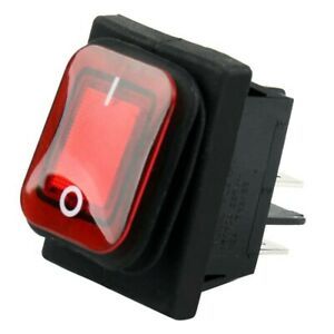 On Off Red Light Rocker Switch 20A IP67 Waterproof Rectangle Illuminated