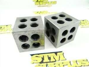 PAIR OF MACHINISTS PARALLEL BLOCKS 2&#034; X 2&#034; X 2&#034; X 1/2&#034; HOLES