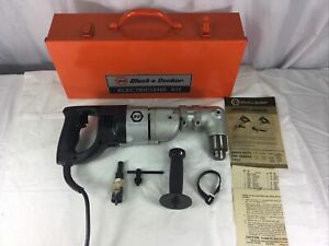 Vintage Black &amp; Decker 1/2&#034; HD  REV EVD HDL Right Angle Drill w Metal Case