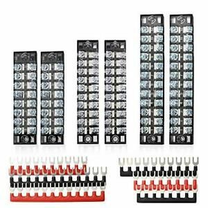 FIXITOK 6 Sets Terminal Blocks 8/10/12 Positions 600V 15A Dual Row Screw Term...