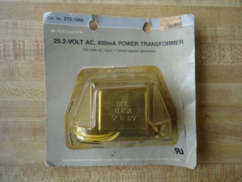 273-1366 radioshack power transformer 25.2volt ac, 450ma for sale