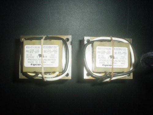 Two tyco transformers pri 120v sec 24vac 50-60hz 40va 4000-01v18g386 e0086100 for sale