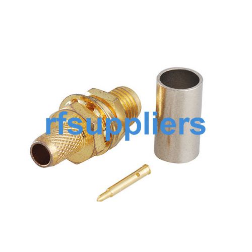 Rp-sma crimp jack(male pin) bulkhead straight rf connector for lmr200 new for sale