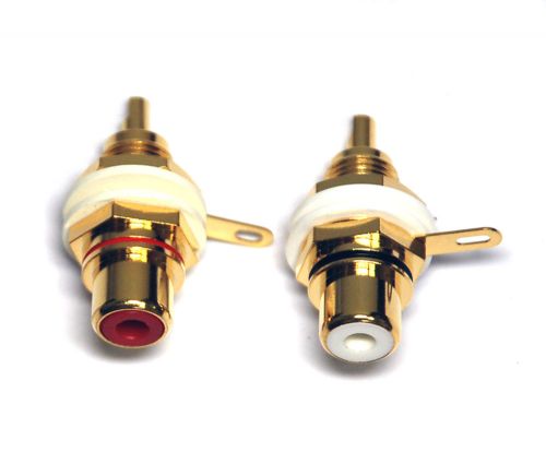 10 pair RCA Jack Female Socket Audio grade Gold plated Color=Red + White #1002