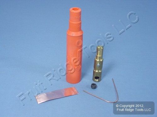 New leviton orange ect 15 series detachable male cam plug 600v set screw 15d21-o for sale