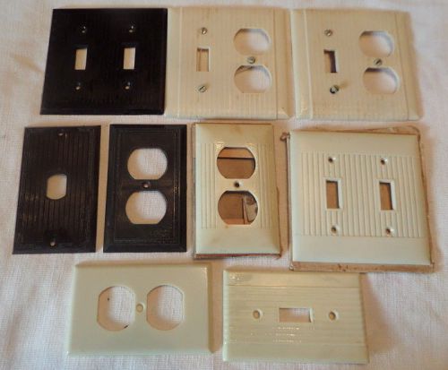 Lot of 9 vintage deco receptacle outlet cover plates~estate find~! for sale