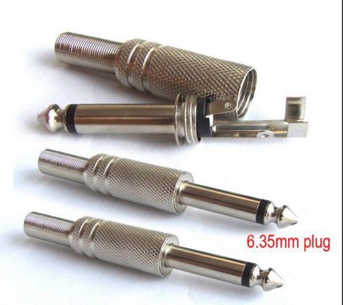10PCS 1/4&#034; 6.35mm Male plug Mono Metal audio cable connectors for MIC Headphones