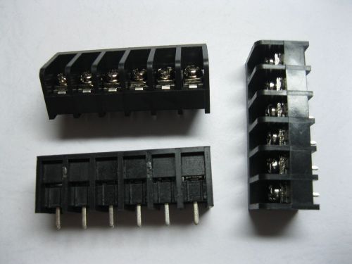 60 pcs screw terminal block connector 6 pin 6.35mm barrier type black dc29b for sale