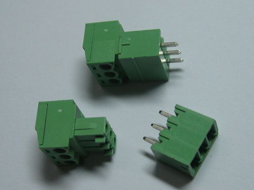 250 pcs Screw Terminal Block Connector 3.81mm 3 pin/way Green Pluggable Type